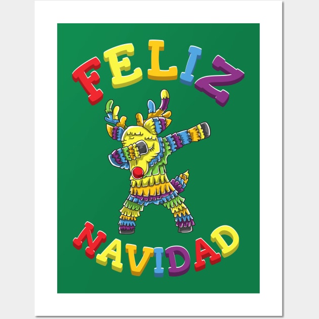 Feliz Navidad Dabbing Pinata Christmas Wall Art by E